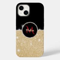 Monograma Black & Pearl Purpurina de oro falso de 
