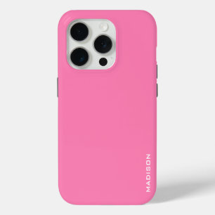 Funda Para iPhone 15 Pro Monograma blanco de fondo rosa simple