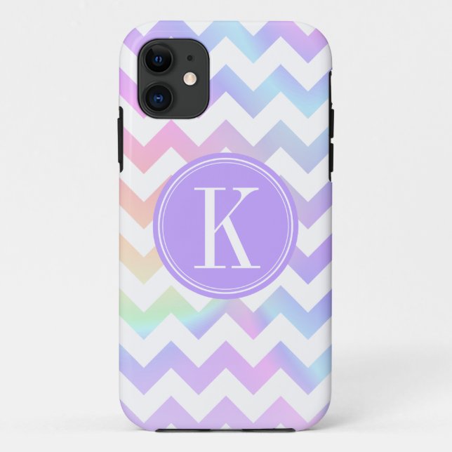 Funda De Case-Mate Para iPhone Monograma blanco del personalizado de Chevron del (Reverso)
