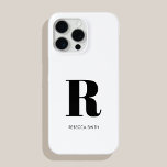 Funda Para iPhone 15 Pro Max Monograma blanco moderno simple<br><div class="desc">Estuche de teléfono monograma inicial simple y moderno. Crea tu propio estuche para iPhone personalizado con el nombre inicial del personalizado.</div>
