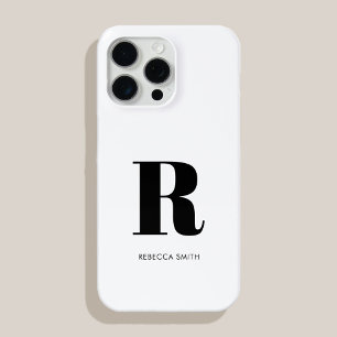 Funda Para iPhone 15 Pro Max Monograma blanco moderno simple