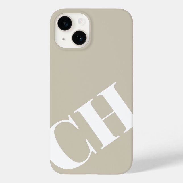 Funda De Case-Mate Para iPhone Monograma blanco negrita y moderno (Reverso )