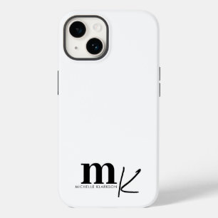 Funda Para iPhone 14 De Case-Mate Monograma blanco negro Minimalista moderno