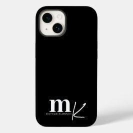 Funda Para iPhone 14 De Case-Mate Monograma blanco negro Minimalista moderno