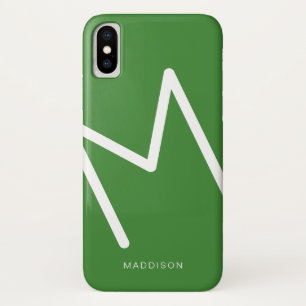 Funda Para iPhone X Monograma blanco verde simple personalizado