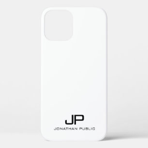 Funda Para iPhone 12 Monograma Blanco Y Negro Minimalista Moderno