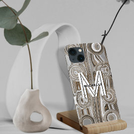 Funda Para iPhone 13 Monograma Blanco y Oro Purpurinas Funky Retro Groo