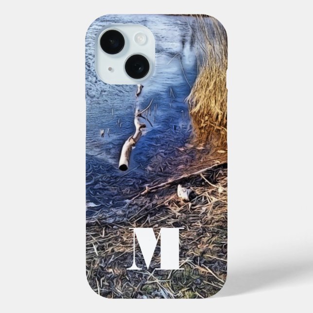 Funda De Case-Mate Para iPhone Monograma Blue Lakeshore (Reverso )