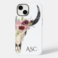 Monograma Boho Floral Skull