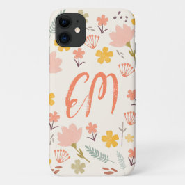 Funda Para iPhone 11 Monograma Boho Flores Estuche para iPhone