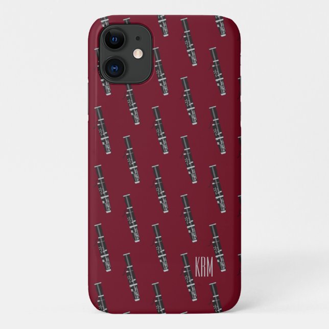 Funda De Case-Mate Para iPhone Monograma Borgoña (Reverso)