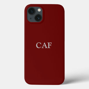 Funda Para iPhone 13 Monograma Borgoña Maroon Blanco Rojo oscuro