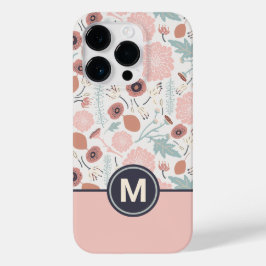 Funda Para iPhone 14 Pro De Case-Mate Monograma botánico de floral de crema rosa cúpula