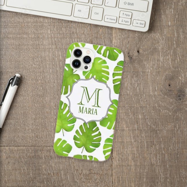 Funda De Case-Mate Para iPhone Monograma botánico de palmeras tropicales personal (Subido por el creador)