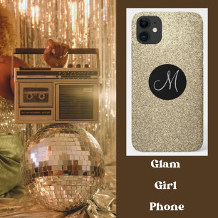 Funda Para iPhone 11 Monograma Brillante de Oro Elegante