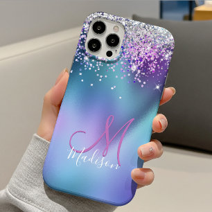 Funda Para iPhone 11 Pro Monograma brillante falso de color púrpura turques