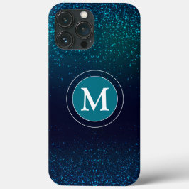 Funda Para iPhone 13 Pro Max Monograma Brillante Rosa Azul Turquesa Femenino