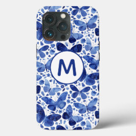 Funda Para iPhone 14 De Case-Mate Monograma Butterflid color de agua azul