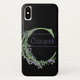 Funda Para iPhone X Monograma C Lavanda Eucalipto