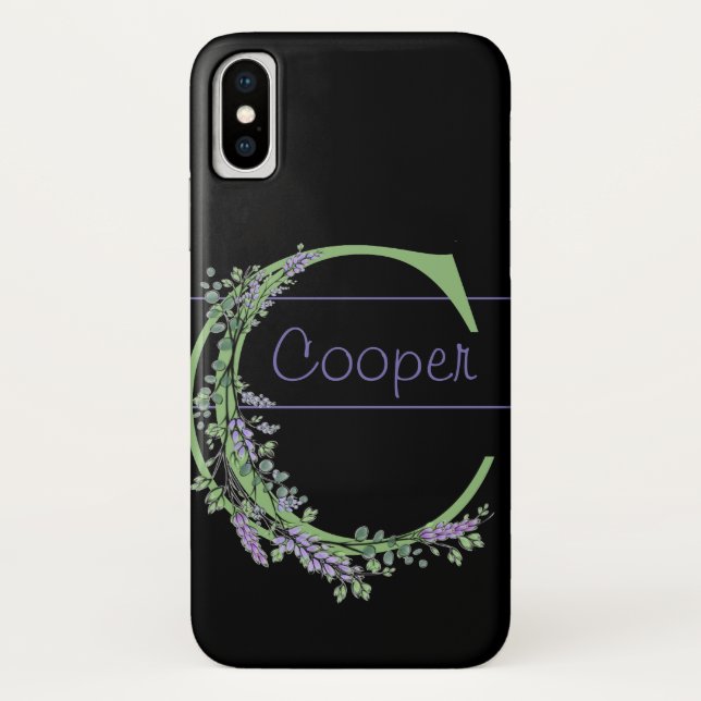 Funda De Case-Mate Para iPhone Monograma C Lavanda Eucalipto (Reverso)