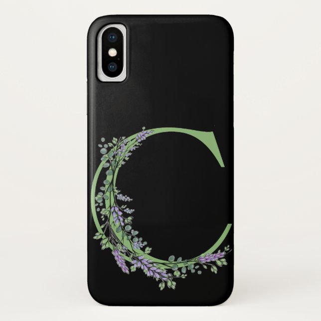 Funda De Case-Mate Para iPhone Monograma C Lavanda Eucalipto (Reverso)