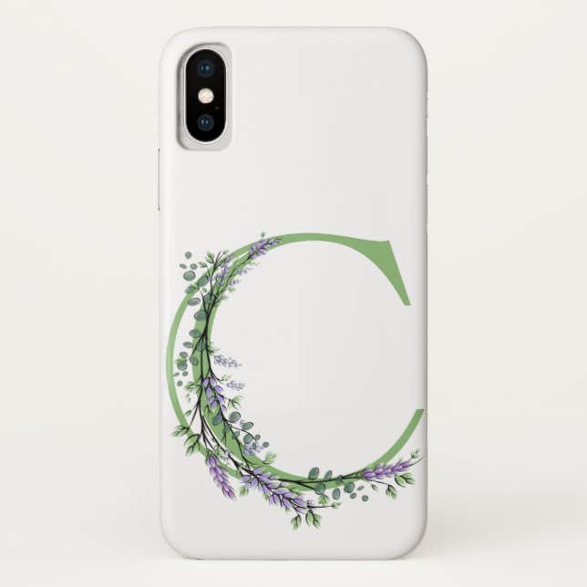 Funda De Case-Mate Para iPhone Monograma C Lavanda Eucalipto (Reverso)