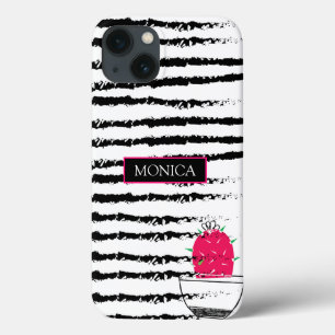 Funda Para iPhone 13 Monograma Cactus Rosa