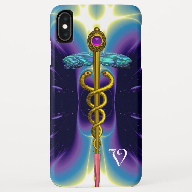 FUNDA DE Case-Mate PARA iPhone MONOGRAMA CADUCEUS ORO (Reverso)