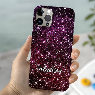 Funda Para iPhone 11 Monograma caprichosa iridiscente rosa con brillo