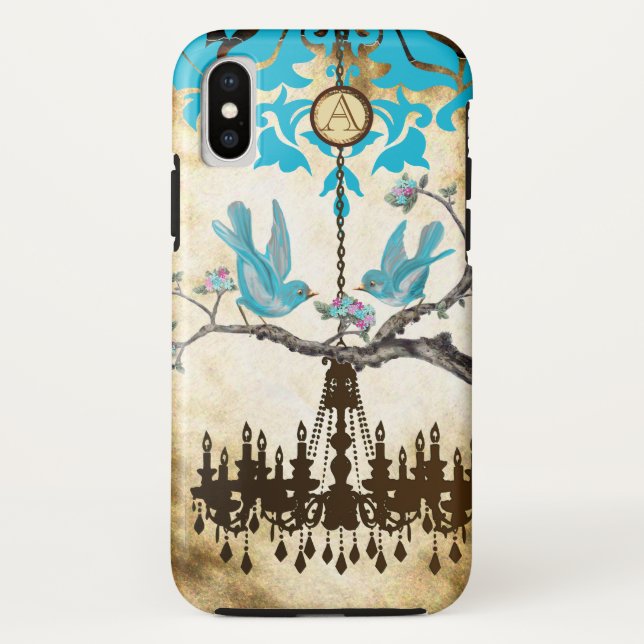 Funda De Case-Mate Para iPhone Monograma Cherry Blossom Bird Chandelier (Reverso)