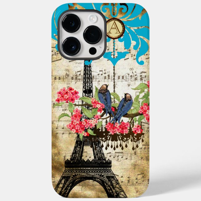 Funda De Case-Mate Para iPhone Monograma Cherry Blossom Bird Chandelier iPhone (Reverso )