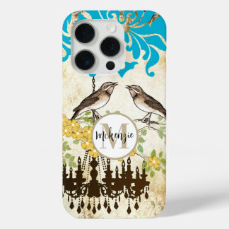 Funda Para iPhone 15 Pro Monograma Cherry Blossom Bird Chandelier iPhone