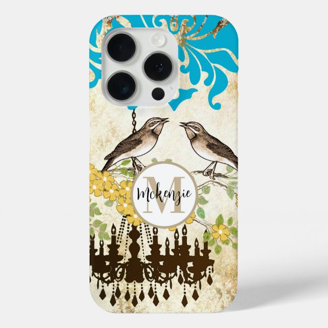 Funda De Case-Mate Para iPhone Monograma Cherry Blossom Bird Chandelier iPhone (Reverso )