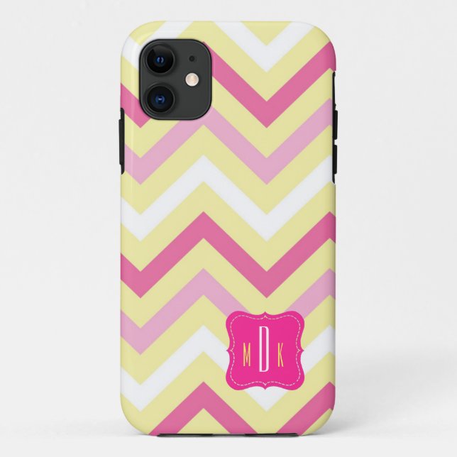 Funda De Case-Mate Para iPhone Monograma Chevron Diseño Estuche de teléfono (Reverso)