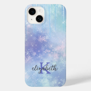 Funda Para iPhone 14 De Case-Mate Monograma Ciclos Copos de nieve Azul Púrpura Moda