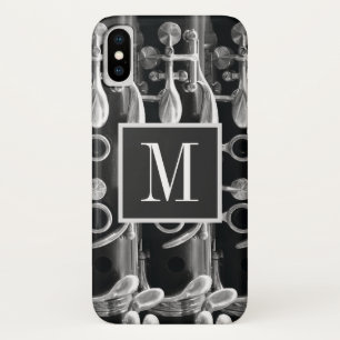 Funda Para iPhone X Monograma Clarinet Blanco y Negro