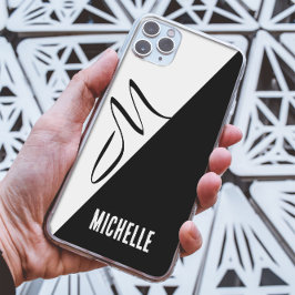 Funda Para iPhone 13 Pro Max Monograma clásico dividido en negro y blanco