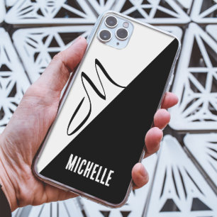 Funda Para iPhone 13 Pro Max Monograma clásico dividido en negro y blanco