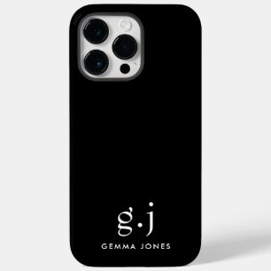 Funda Para iPhone 14 Pro Max De Case-Mate Monograma Clásico Elegante Mínimo Blanco Negro