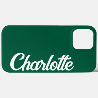 Funda Para iPhone 13 Pro Max Monograma Clásico Elegante Personalizado Verde Osc