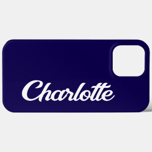 Funda Para iPhone 13 Pro Max Monograma clásico personalizado elegante azul oscu