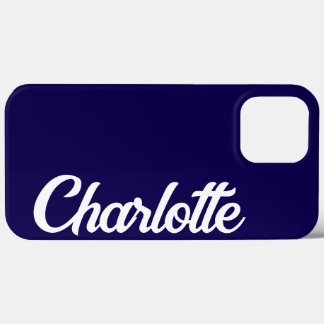 Funda Para iPhone 13 Pro Max Monograma clásico personalizado elegante azul oscu