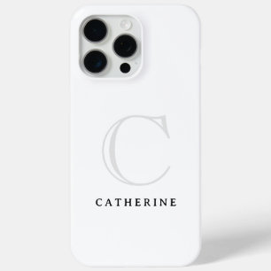 Funda Para iPhone 15 Pro Max Monograma clásico sencillo de escritura blanca Fun
