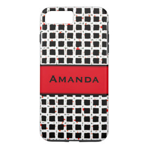 Funda Para iPhone 8 Plus/7 Plus Monograma Color blanco rojo trendy patrón elegant