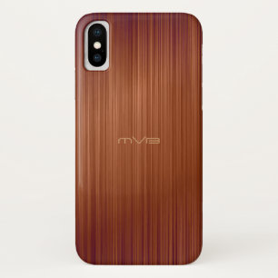 Funda Para iPhone X Monograma con aspecto de fibra de carbono rojo mar