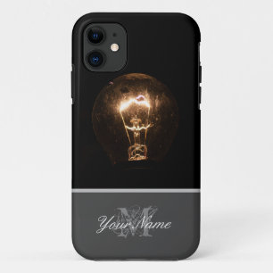 Funda Para iPhone 11 Monograma con bombilla retro!