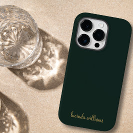 Funda Para iPhone 14 Pro De Case-Mate Monograma con el nombre del guión de oro de carbón