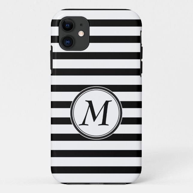 Funda De Case-Mate Para iPhone Monograma con las rayas (Reverso)