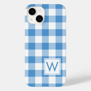 Funda Para iPhone 14 De Case-Mate Monograma con tostado de búfalo blanco y azul clar
