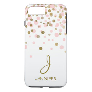 Funda Para iPhone 8 Plus/7 Plus Monograma confetti rosado y Relieve metalizado dor